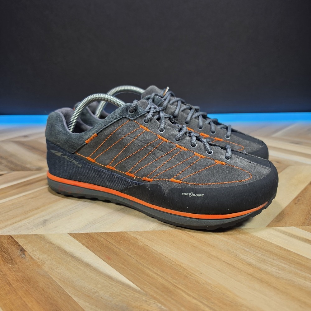 Altra Grafton Shoes Mens Size 9 Gray Orange Suede Vibram Walking Sneakers
